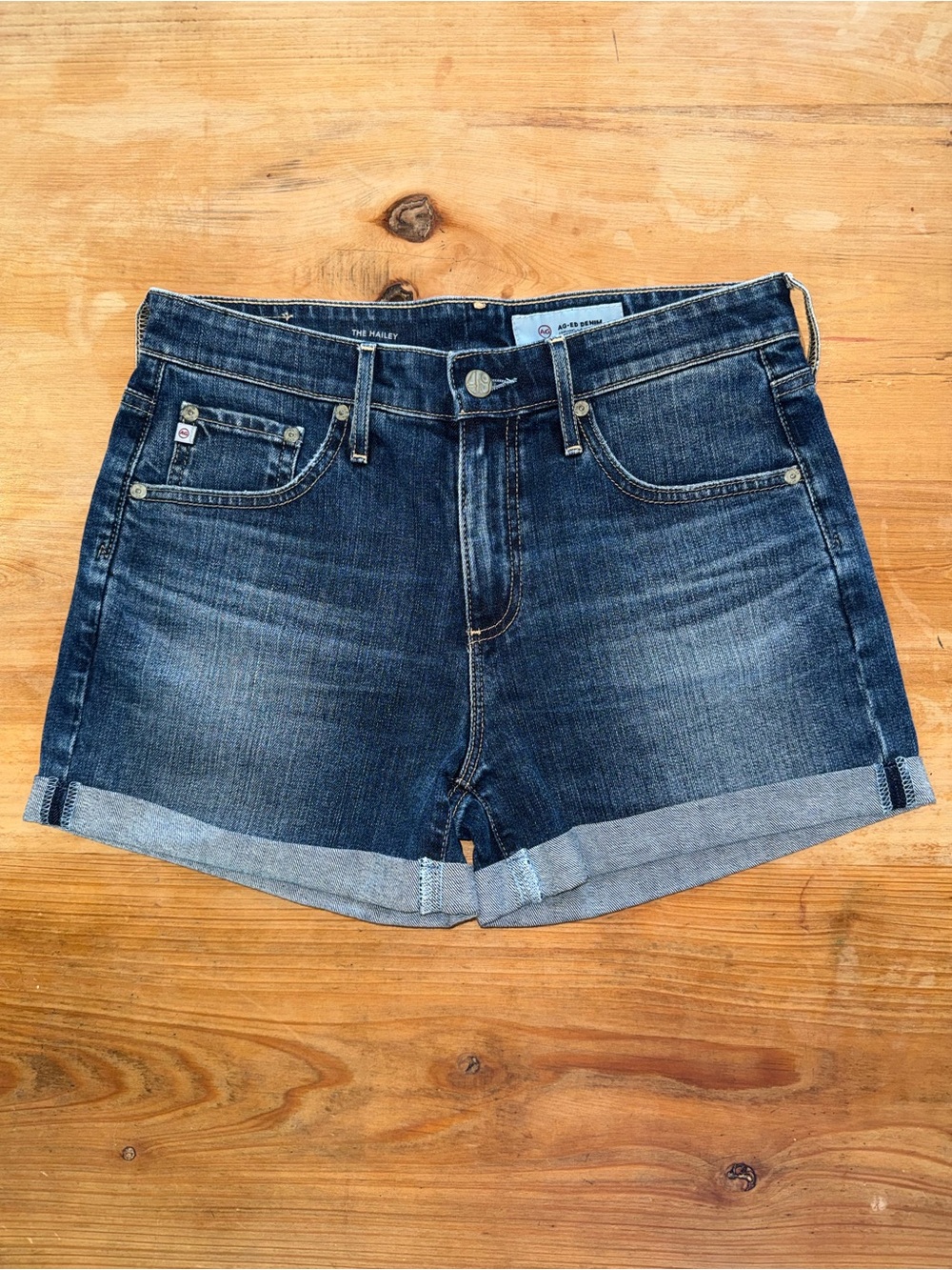 AG The Hailey Ex-Boyfriend Roll-Up Denim Shorts Size 27